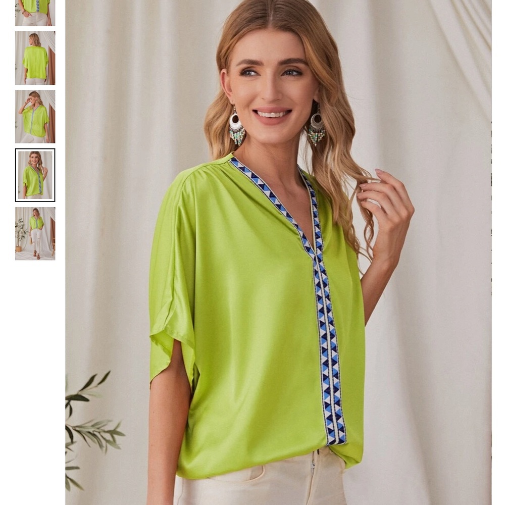 ❤️❤️ Simple Flavor Geo Tape Panel Batwing Sleeve Blouse❤️❤️size s
